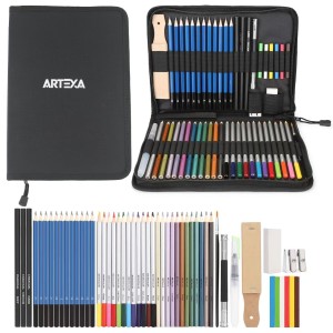 ARTEXA 24  Colored Pencils for Adult Coloring, 24 Colors Drawing Pencils with Soft Oil-Based Cores, Professional Art Supplies for Artists, Vibrant Color Pencil Set In Zipper Case for Teens. 